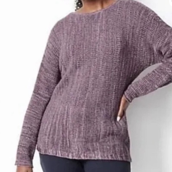 Pure Jill J Jill Pullover Sweater Size S Burgundy Purple Heather Cotton Knit - Picture 1 of 10